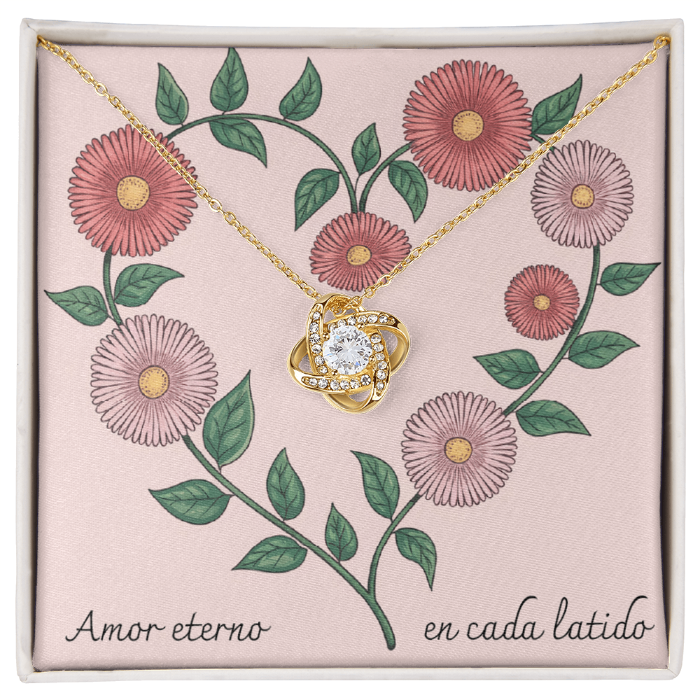 Amor Eterno en Cada Latido- Nudo de Amor- Corazón Floral Rosa 