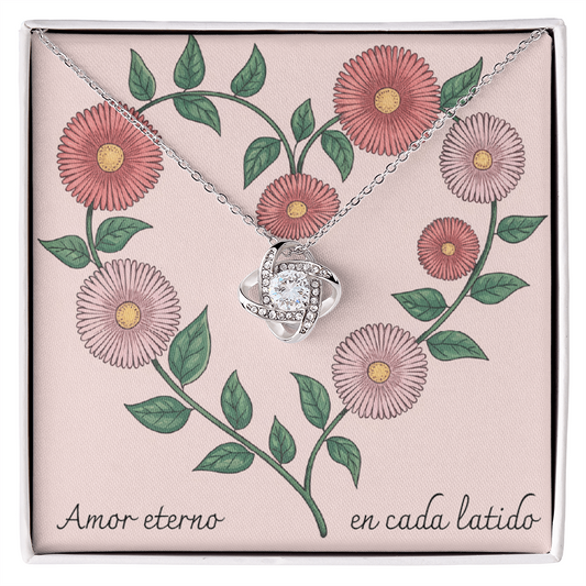 Amor Eterno en Cada Latido- Nudo de Amor- Corazón Floral Rosa 