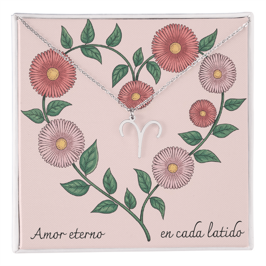 Amor Eterno en Cada Latido- Zodíaco- Corazón Floral Rosa 