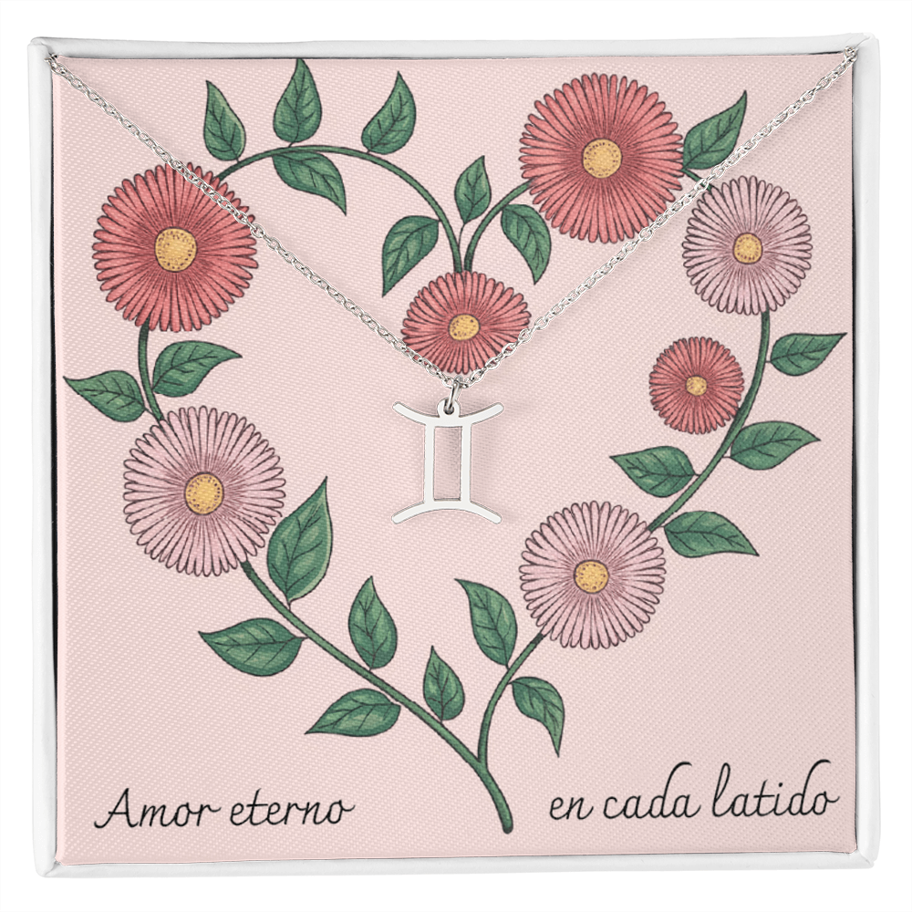 Amor Eterno en Cada Latido- Zodiac- Pink Floral Heart