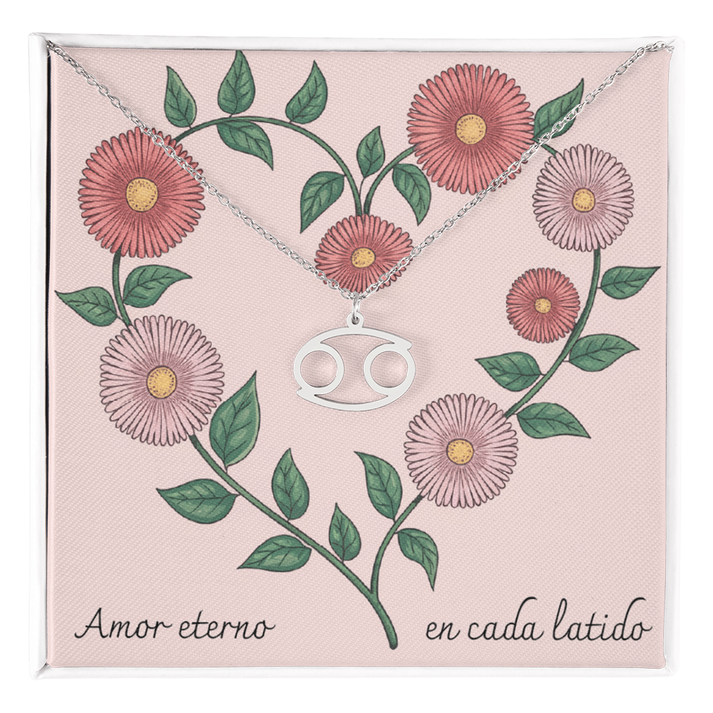 Amor Eterno en Cada Latido- Zodiac- Pink Floral Heart