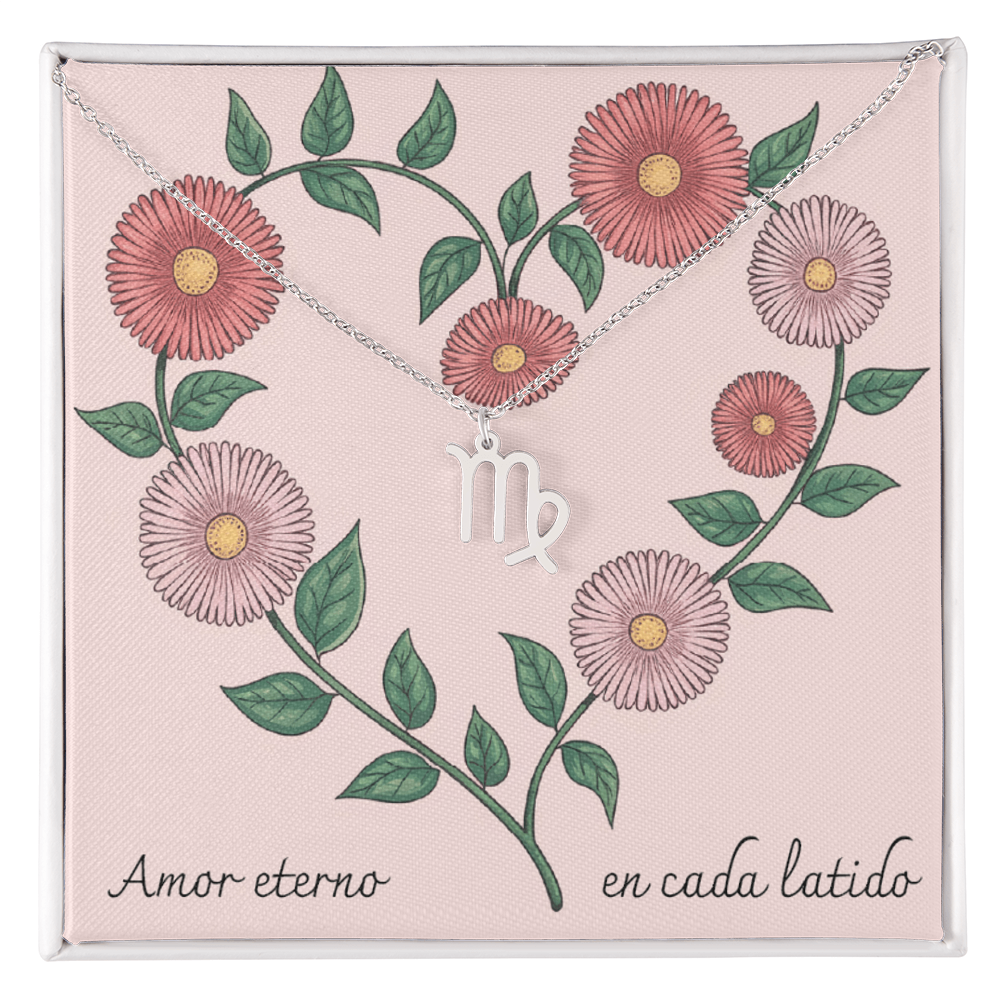 Amor Eterno en Cada Latido- Zodiac- Pink Floral Heart