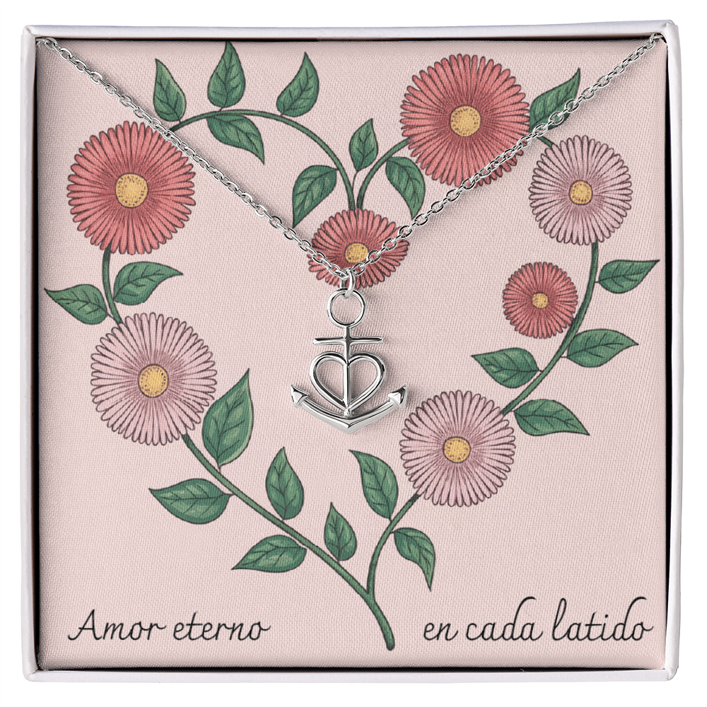 Amor Eterno en Cada Latido- Ancla- Corazón Floral Rosa